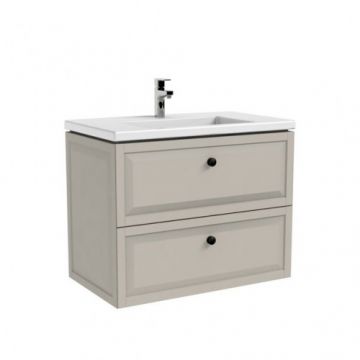 Set mobilier Oristo Montebianco cu 2 sertare, sand mat si lavoar Amelia 80 cm - Dimensiune 80 cm