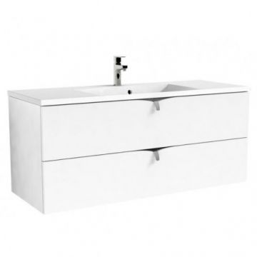 Set mobilier suspendat Oristo Siena cu 2 sertare, alb si lavoar marmura Amelia 120 cm - Dimensiune 120 cm