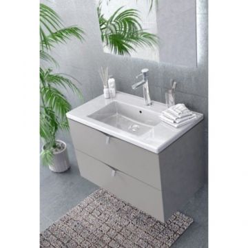 Set mobilier suspendat Oristo Siena cu 2 sertare, gri mat si lavoar marmura Amelia 60 cm - Dimensiune 60 cm