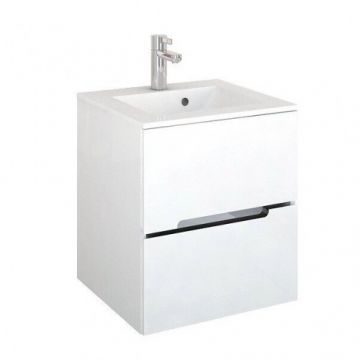 Set mobilier suspendat Oristo Silver si lavoar 50 cm, alb - Dimensiune 50 cm