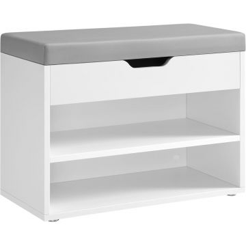 Bancuta cu spatiu depozitare si pantofar Vasagle Alb Gri 60x30x44 cm