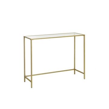 Consola din sticla securizata, Vasagle, 1 raft, 35 x 100 x 80 cm, LGT26G, Auriu
