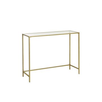 Consola din sticla securizata, Vasagle, 1 raft, 35 x 100 x 80 cm, LGT26G, Auriu
