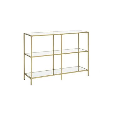 Consola din sticla securizata, Vasagle, 3 rafturi, 100 x 30 x 73, LGT27G, Auriu