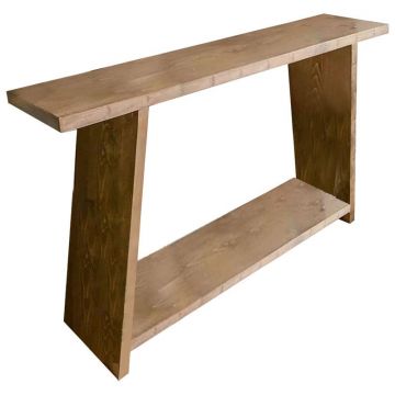 Consola Edgar lemn masiv de pin 35mm, culoarea nuc 139x29x90cm