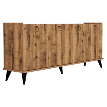 Consola Lireta melaminat, culoarea nuc - negru 182x41x82.5cm