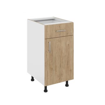 Corp Baza Karo, 1 Sertar, 1 Usa, Lemn Natural/Alb, 40 x 50 x 80 cm