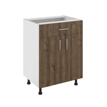 Corp Baza Karo, 1 Sertar, 2 Usi, Stejar Bronz/Alb, 60 x 50 x 80 cm