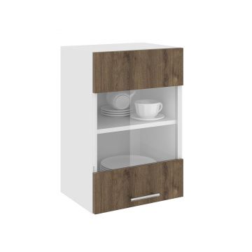 Corp Superior Karo, O Usa, cu sticla, Stejar Bronz/Alb, 40 x 30 x 60 cm