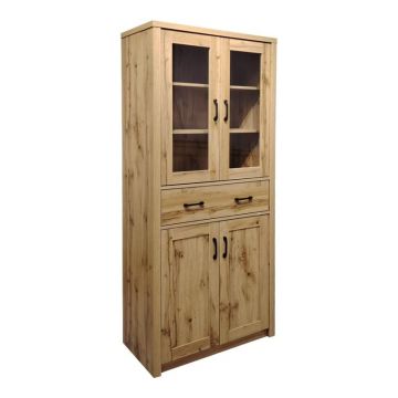 Dulap bucatarie cu vitrina Nisso Natural 80x40x183.5 cm