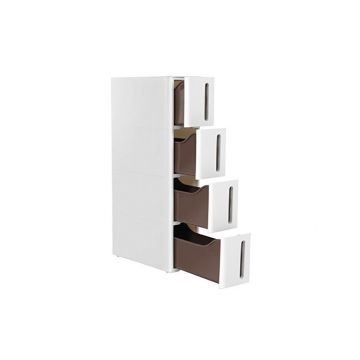 Dulap de depozitare cu sertare, Songmics, Alb/Maro, 45 x 17 x 83 cm, KFR08WT