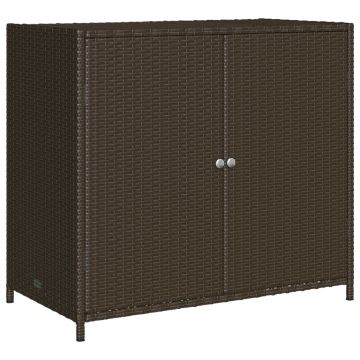 Dulap depozitare de gradina, maro, 83x45x76 cm, poliratan