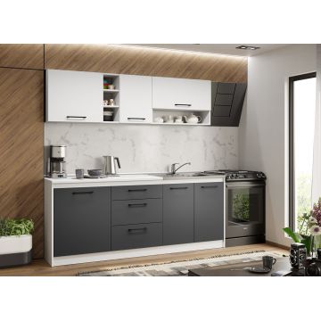 Mobila bucatarie gri cu alb Lorand - 10 - 203.2 cm