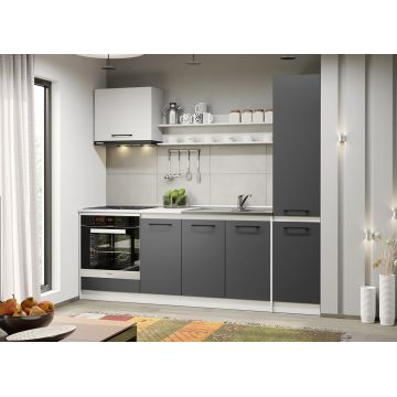 Mobila bucatarie gri cu alb Lorand - 12 - 223.2 cm