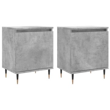 Noptiere, 2 buc., gri beton, 40x30x50 cm, lemn compozit