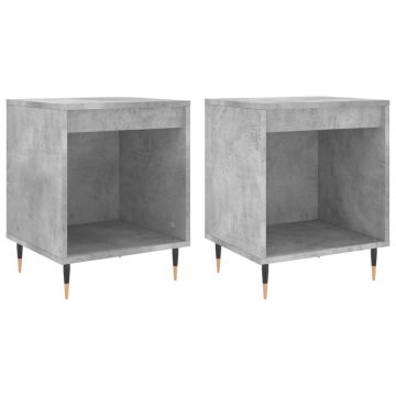Noptiere, 2 buc., gri beton, 40x35x50 cm, lemn compozit