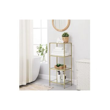 Raft cu 4 niveluri, Vasagle, Sticla securizata, LGT28G, Auriu, 30 x 40 x 95 cm