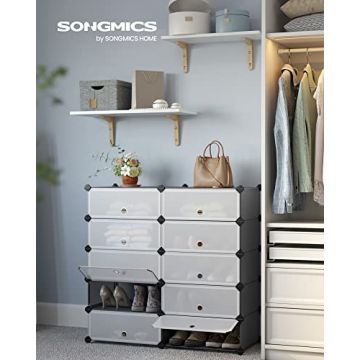 Set 10 cuburi din plastic pentru depozitare, Songmics, Gri, 43x31x173 cm