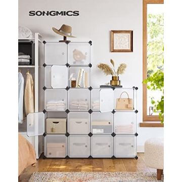 Set 15 cutii de depozitare modulare, Songmics, Alb, 123x31x123 cm
