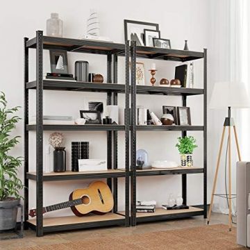 Set 2 rafturi metalice, Songmics, Negru, 200x100x50