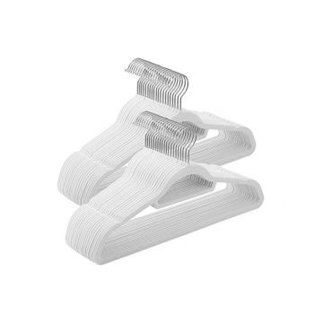 Set 50 de umerase din catifea, Songmics, 43.5 cm, CRF020W02, Alb