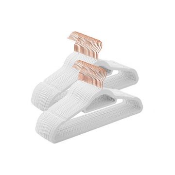 Set 50 umerase din catifea, Songmics, Alb, Alb + Roz