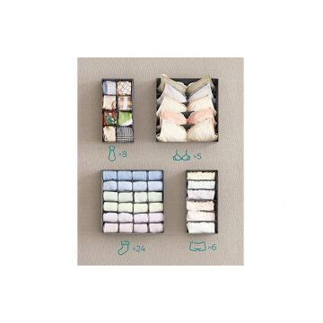 Set 8 organizatoare pentru sertare, Songmics, 32 x 10 x 32 cm, RUS08GY, Gri