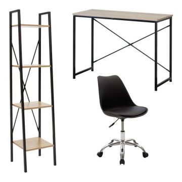 Set mobilier birou 3 buc Uni Negru 100x48x72 cm