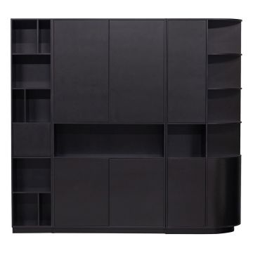 Bibliotecă modulară neagră din lemn masiv de pin 228x210 cm Finca – WOOOD