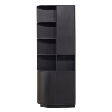 Bibliotecă modulară neagră din lemn masiv de pin 78x210 cm Finca – WOOOD