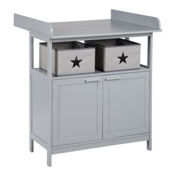 Comodă de copii gri cu masă de schimbat 87x100x75 cm Hamburg – Roba