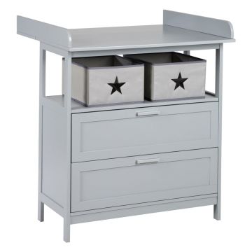 Comodă de copii gri cu masă de schimbat 87x100x75 cm Hamburg – Roba
