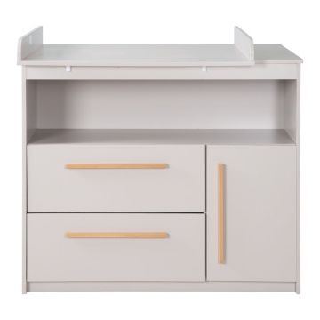 Comodă de copii gri deschis cu masă de schimbat 107x98x75 cm Lea – Roba