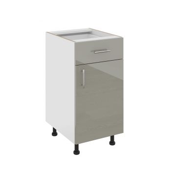Corp Baza Karo, 1 Sertar, 1 Usa, Gri Lucios/Alb, MDF, 40 x 50 x 80 cm