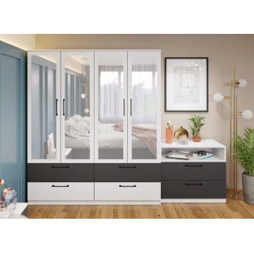 Dulap Benjamin Gri / Alb – C164/06 cu oglinda