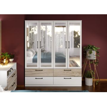 Dulap Relax Alb / Stejar k02 - C164/07 cu oglinda