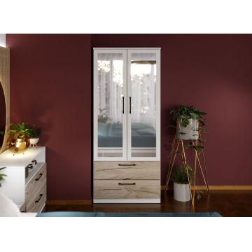 Dulap Relax Alb / Stejar k02 - C83/05 cu oglinda