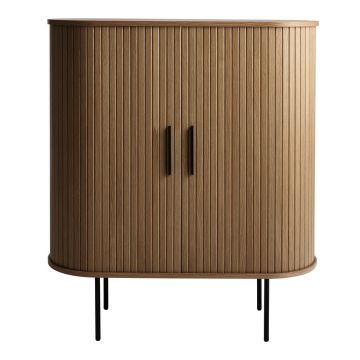 Dulap vinotecă maro cu aspect de lemn de stejar cu ușă glisantă 100x118x40 cm Nola – Unique Furniture