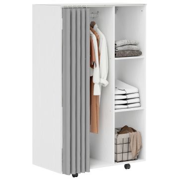 HOMCOM Dulap penderie dressing mobil 4 role cu bară pentru haine și rafturi deschise, alb | Aosom Romania