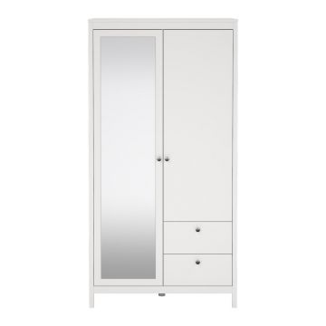 Șifonier alb cu oglindă 102x199x58 cm Madrid – Tvilum