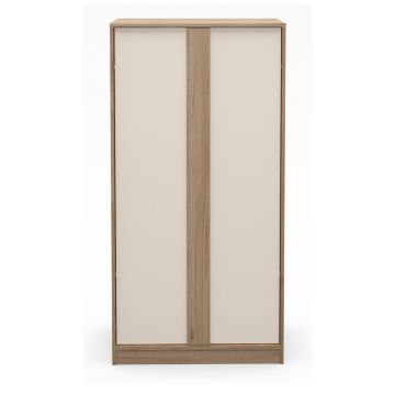 Șifonier crem/în culoare naturală cu aspect de lemn de stejar 90x180x53 cm Dennis – Marckeric