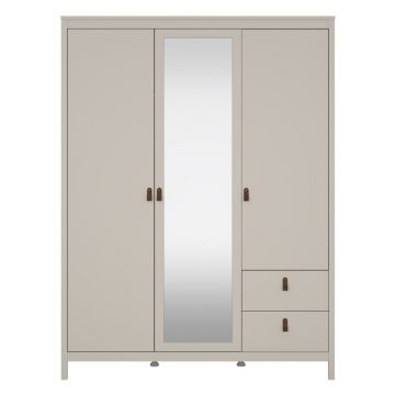 Șifonier grej cu oglindă 150x199x58 cm Madrid – Tvilum