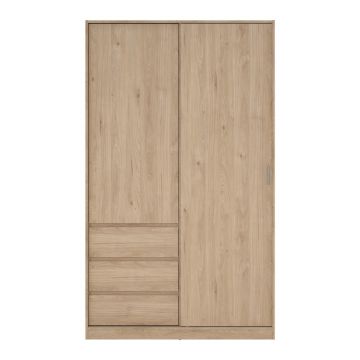 Șifonier în culoare naturală cu aspect de lemn de stejar cu ușă glisantă 119x200x60 cm Naia – Tvilum