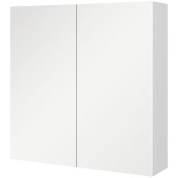 kleankin Dulap de Baie cu Oglindă, 2 Uși Soft Close, 60x15x60 cm, Rafturi Ajustabile, Dulap Suspendat cu Economisire de Spațiu, Alb Lucios | Aosom Romania