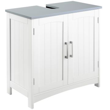 kleankin Mobilier Sub Lavoar Baie cu 2 Uși din MDF, 60x33x60cm, Gri și Alb | Aosom Romania