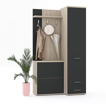 Mobilier hol RIVA4, pantofar dublu, Oak, Antracit