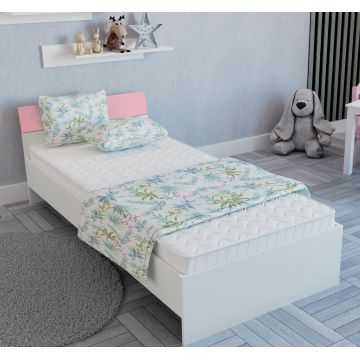 Pat Leco, 200 x 90 cm, saltea spuma inclusa, Alb/Roz
