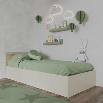 Pat Malmo, 200 x 90 cm, saltea spuma inclusa, Stejar Artisan/Argila