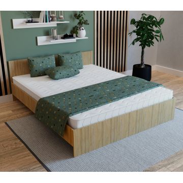Pat Remi, 200 x 160 cm, saltea spuma inclusa, Stejar Sonoma