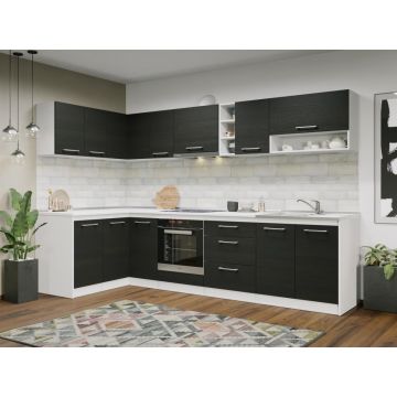 Set Mobila Bucatarie Colt Mina 140*300 Alb/Ferrara - C29